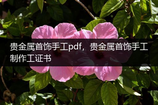 贵金属首饰手工pdf，贵金属首饰手工制作工证书