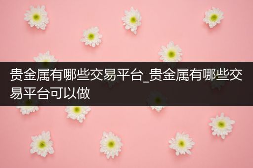 贵金属有哪些交易平台_贵金属有哪些交易平台可以做